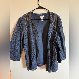 Chico’s blue eyelet jacket: size 3x
